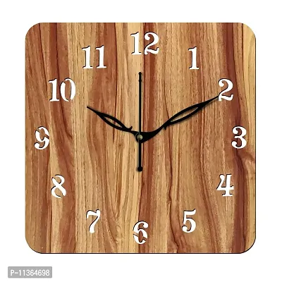 Freny Exim 12"" Inch Wooden MDF English Numeral Square Wall Clock Without Glass (Beige, 30cm x 30cm) - 22