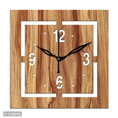 Freny Exim 12"" Inch Wooden MDF English Numeral Square Wall Clock Without Glass (Beige, 30cm x 30cm) - 37