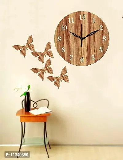 FRAVY 10 Inch MDF Wood Wall Clock for Home and Office (25Cm x 25Cm, Small Size, 001-Beige)-thumb2