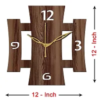 FRAVY 12"" Inch Prelam MDF Wood English Numeral Square Without Glass Wall Clock (Brown, 30cm x 30cm) - 15-thumb3