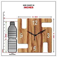 FRAVY 12"" Inch Prelam MDF Wood English Numeral Swastik Square Without Glass Wall Clock (Beige, 30cm x 30cm) - 51-thumb4