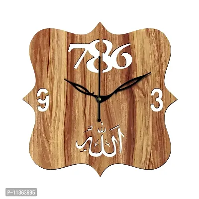 Freny Exim 12"" Inch Wooden MDF Allah with 786 Square Wall Clock Without Glass (Beige, 30cm x 30cm) - 41