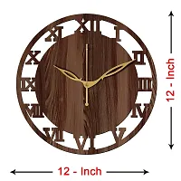 FRAVY 12"" Inch Prelam MDF Wood Roman Numeral Round Without Glass Wall Clock (Brown, 30cm x 30cm) - 6-thumb3