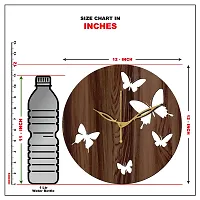 Freny Exim 12"" Inch Wooden MDF Butterfly Round Wall Clock Without Glass (Brown, 30cm x 30cm) - 9-thumb4