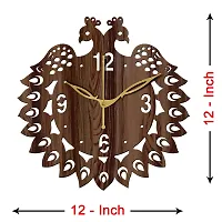 Freny Exim 12"" Inch Wooden MDF English Numeral Peacock Round Wall Clock Without Glass (Brown, 30cm x 30cm) - 46-thumb3