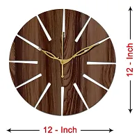 FRAVY 12"" Inch Prelam MDF Wood Unique Cut Mark Round Without Glass Wall Clock (Brown, 30cm x 30cm) - 2-thumb3