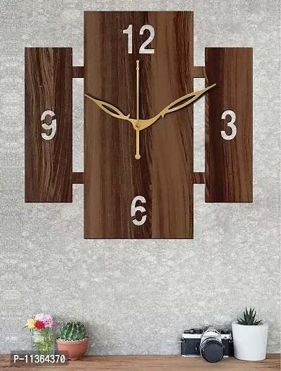 FRAVY 10 Inch MDF Wood Wall Clock for Home and Office (25Cm x 25Cm, Small Size, 014-Wenge)-thumb0