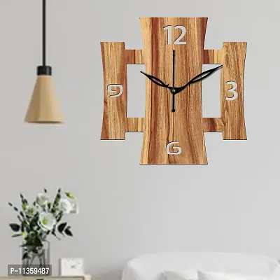FRAVY 10 Inch MDF Wood Wall Clock for Home and Office (25Cm x 25Cm, Small Size, 015-Beige)-thumb0
