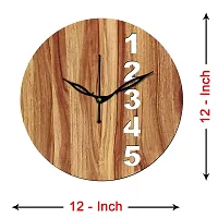 FRAVY 12"" Inch Prelam MDF Wood English Numeral Round Without Glass Wall Clock (Beige, 30cm x 30cm) - 23-thumb3