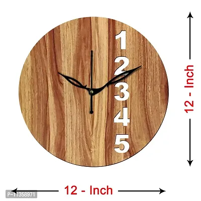 FRAVY 12"" Inch Prelam MDF Wood English Numeral Round Without Glass Wall Clock (Beige, 30cm x 30cm) - 23-thumb4