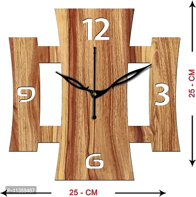 FRAVY 10 Inch MDF Wood Wall Clock for Home and Office (25Cm x 25Cm, Small Size, 015-Beige)-thumb3