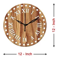 Freny Exim 12"" Inch Wooden MDF Roman Numeral Round Wall Clock Without Glass (Beige, 30cm x 30cm) - 11-thumb3