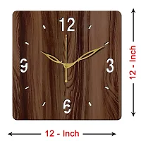 Freny Exim 12"" Inch Wooden MDF English Numeral 4 Butterfly Square Wall Clock Without Glass (Brown, 30cm x 30cm) - 7-thumb3