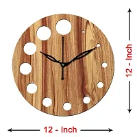 FRAVY 12"" Inch Prelam MDF Wood Cut Mark Round Without Glass Wall Clock (Beige, 30cm x 30cm) - 20-thumb3