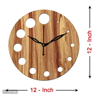 FRAVY 12"" Inch Prelam MDF Wood Cut Mark Round Without Glass Wall Clock (Beige, 30cm x 30cm) - 20-thumb4