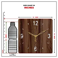 FRAVY 12"" Inch Prelam MDF Wood English Numeral 4 Butterfly Square Without Glass Wall Clock (Brown, 30cm x 30cm) - 7-thumb4