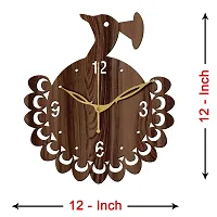 Freny Exim 12"" Inch Wooden MDF English Numeral Peacock Round Wall Clock Without Glass (Brown, 30cm x 30cm) - 48-thumb3