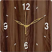 FRAVY 10 Inch MDF Wood Wall Clock for Home and Office (25Cm x 25Cm, Small Size, 007-Wenge)-thumb1