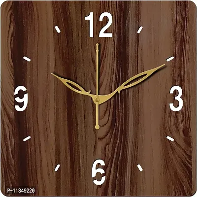 FRAVY 10 Inch MDF Wood Wall Clock for Home and Office (25Cm x 25Cm, Small Size, 007-Wenge)-thumb2