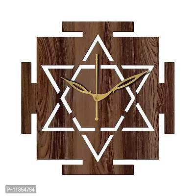 Freny Exim 12"" Inch Wooden MDF Vastu Square Wall Clock Without Glass (Brown, 30cm x 30cm) - 33