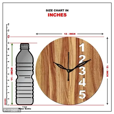 FRAVY 12"" Inch Prelam MDF Wood English Numeral Round Without Glass Wall Clock (Beige, 30cm x 30cm) - 23-thumb5