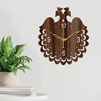 Freny Exim 12"" Inch Wooden MDF English Numeral Peacock Round Wall Clock Without Glass (Brown, 30cm x 30cm) - 45-thumb1