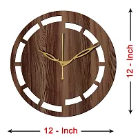 FRAVY 12"" Inch Prelam MDF Wood Cut Mark Round Without Glass Wall Clock (Brown, 30cm x 30cm) - 16-thumb3