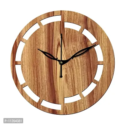 Freny Exim 12"" Inch Wooden MDF Cut Mark Round Wall Clock Without Glass (Beige, 30cm x 30cm) - 16