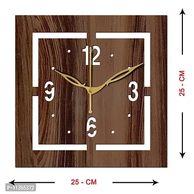 FRAVY 10 Inch MDF Wood Wall Clock for Home and Office (25Cm x 25Cm, Small Size, 037-Wenge)-thumb4