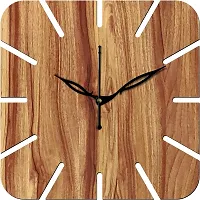 FRAVY 10 Inch MDF Wood Wall Clock for Home and Office (25Cm x 25Cm, Small Size, 019-Beige)-thumb1