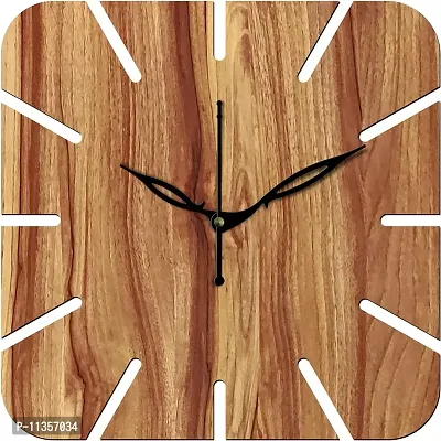 FRAVY 10 Inch MDF Wood Wall Clock for Home and Office (25Cm x 25Cm, Small Size, 019-Beige)-thumb2