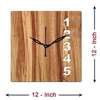 FRAVY 12"" Inch Prelam MDF Wood English Numeral Square Without Glass Wall Clock (Beige, 30cm x 30cm) - 24-thumb3