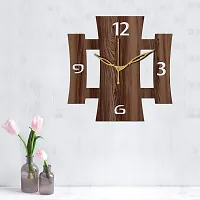 Freny Exim 12"" Inch Wooden MDF English Numeral Square Wall Clock Without Glass (Brown, 30cm x 30cm) - 15-thumb2