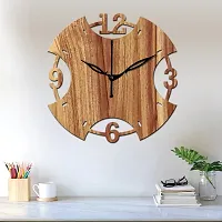 FRAVY 10 Inch MDF Wood Wall Clock for Home and Office (25Cm x 25Cm, Small Size, 003-Beige)-thumb2