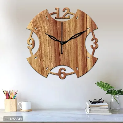 FRAVY 10 Inch MDF Wood Wall Clock for Home and Office (25Cm x 25Cm, Small Size, 003-Beige)-thumb3