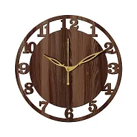 FRAVY 12"" Inch Prelam MDF Wood English Numeral Round Without Glass Wall Clock (Brown, 30cm x 30cm) - 28-thumb1