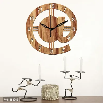 FRAVY 12"" Inch Prelam MDF Wood English Numeral Round Without Glass Wall Clock (Beige, 30cm x 30cm) - 13