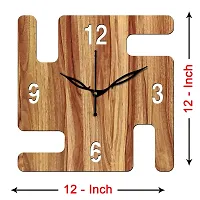 Freny Exim 12"" Inch Wooden MDF English Numeral Swastik Square Wall Clock Without Glass (Beige, 30cm x 30cm) - 32-thumb3