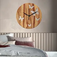 FRAVY 10 Inch MDF Wood Wall Clock for Home and Office (25Cm x 25Cm, Small Size, 009-Beige)-thumb4