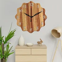 Freny Exim 12"" Inch Wooden MDF English Numeral Round Wall Clock Without Glass (Beige, 30cm x 30cm) - 18-thumb2