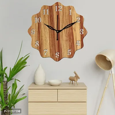 Freny Exim 12"" Inch Wooden MDF English Numeral Round Wall Clock Without Glass (Beige, 30cm x 30cm) - 18-thumb3