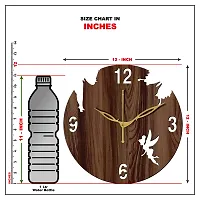 FRAVY 12"" Inch Prelam MDF Wood English Numeral Angel with Stars Round Without Glass Wall Clock (Brown, 30cm x 30cm) - 8-thumb4