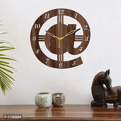 FRAVY 12"" Inch Prelam MDF Wood English Numeral Round Without Glass Wall Clock (Brown, 30cm x 30cm) - 13-thumb3