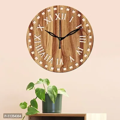 Freny Exim 12"" Inch Wooden MDF Roman Numeral Round Wall Clock Without Glass (Beige, 30cm x 30cm) - 11-thumb2