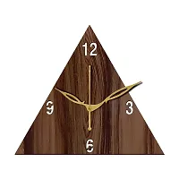 FRAVY 12"" Inch Prelam MDF Wood English Numeral Triangle Without Glass Wall Clock (Brown, 30cm x 30cm) - 30-thumb1