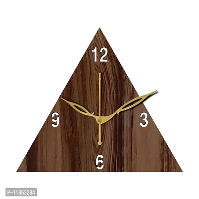 FRAVY 12"" Inch Prelam MDF Wood English Numeral Triangle Without Glass Wall Clock (Brown, 30cm x 30cm) - 30-thumb2