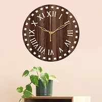 Freny Exim 12"" Inch Wooden MDF Roman Numeral Round Wall Clock Without Glass (Brown, 30cm x 30cm) - 11-thumb1