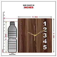 FRAVY 12"" Inch Prelam MDF Wood English Numeral Square Without Glass Wall Clock (Brown, 30cm x 30cm) - 24-thumb4