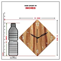 Freny Exim 12"" Inch Wooden MDF English Numeral Rhombus Wall Clock Without Glass (Beige, 30cm x 30cm) - 21-thumb4