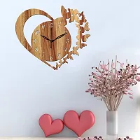 Freny Exim 12"" Inch Wooden MDF English Numeral Butterfly in Heart Wall Clock Without Glass (Beige, 30cm x 30cm) - 10-thumb1